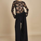 top in pizzo con manica lunga LENI BLACK malina 