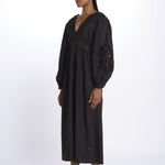 DHALIA abito maniche a sbuffo e inserti in macrame DHALIA NERO louise misha 