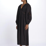 DHALIA abito maniche a sbuffo e inserti in macrame DHALIA NERO louise misha 