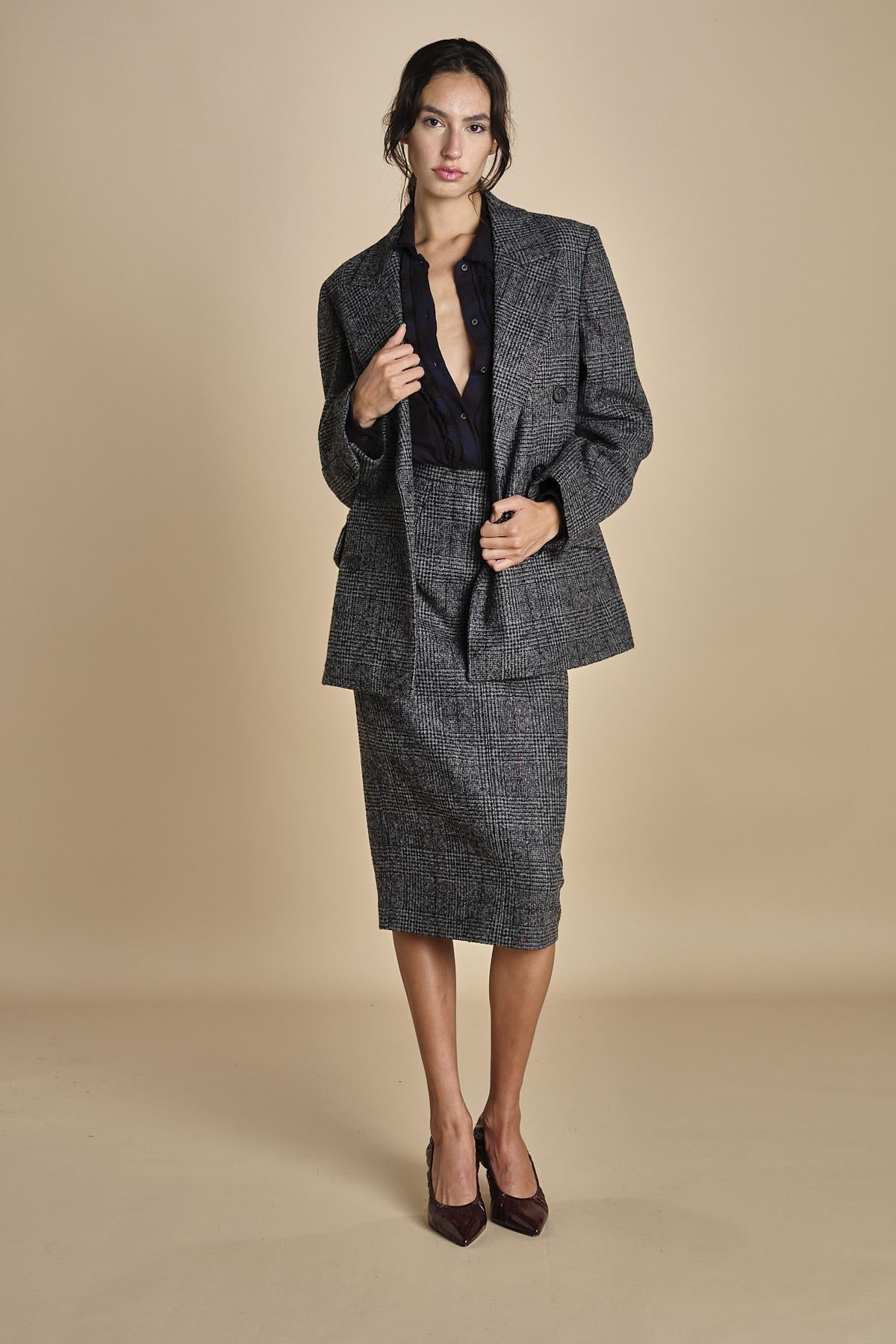 L062 blazer over gessato L031-3092-Q911 NERO_BIANCO n21 
