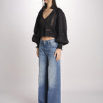 Camicia over con pizzo MELODY BLACK mes demoiselles 