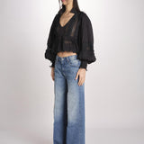 Camicia over con pizzo MELODY BLACK mes demoiselles 