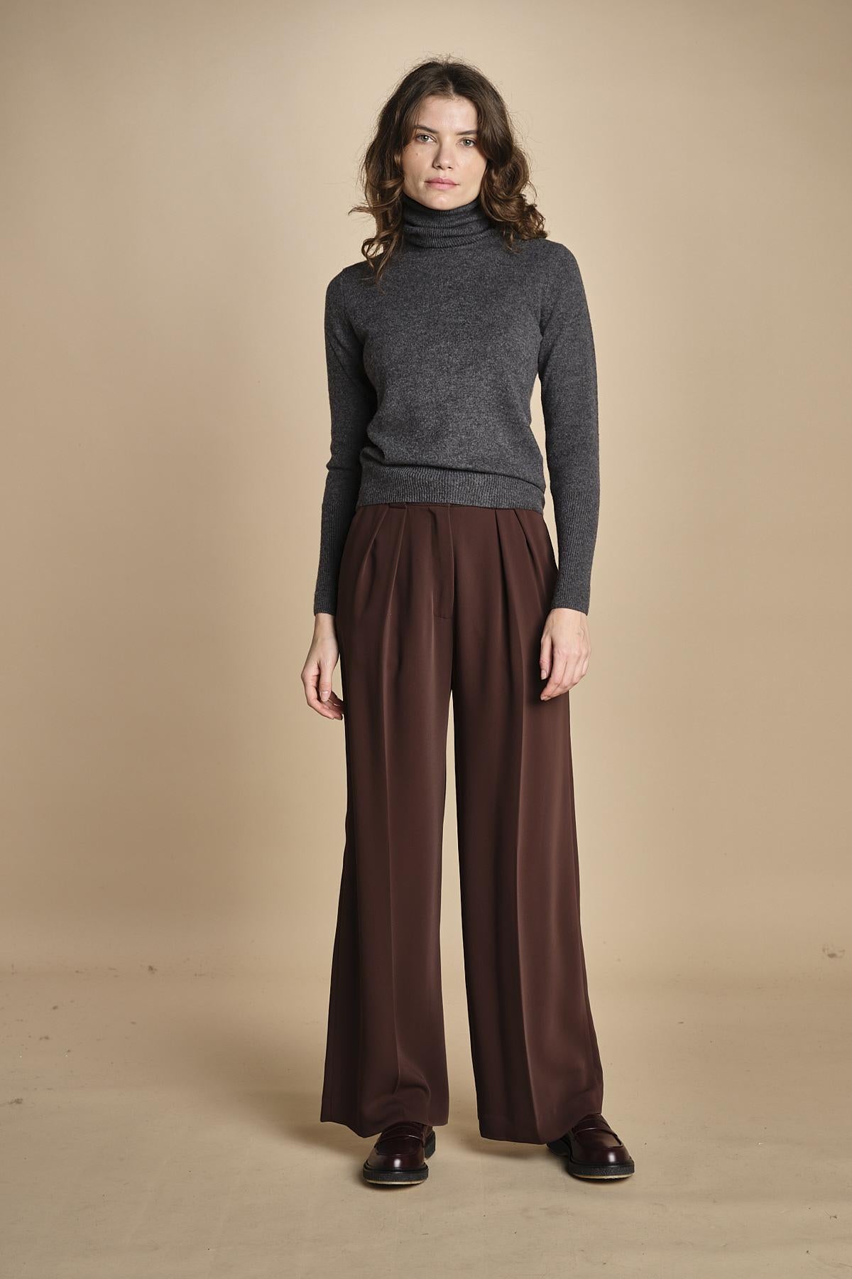pantalone con pinces 15P008PL022 P157 DARK BROWN ines de la fressange 