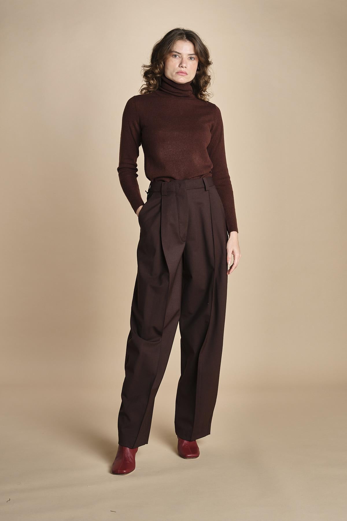 pantalone largo stretto sul fondo CARA TLW03116W0206ABTPB BROWN T0215 the latest 