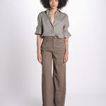 pantalone 4 tasche in misto lino SERENA XML01 193 CIOCCOLATO ps don't forget me 