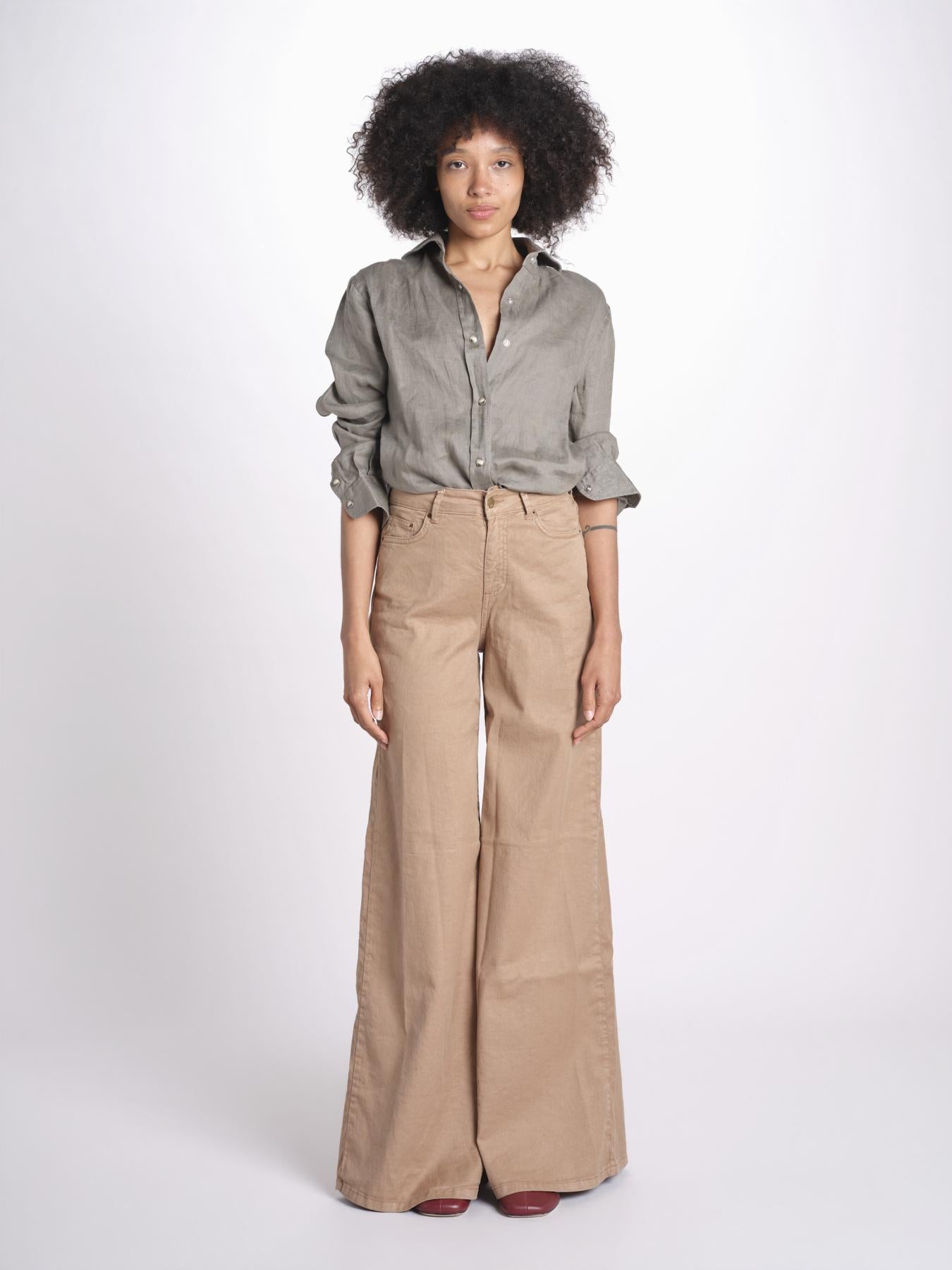 pantalone 4 tasche in misto lino SERENA XML01 183 NOCCIOLA ps don't forget me 