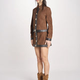 giacca in camoscio con chiusura in ottone 12093-19 TOBACCO retrofete 