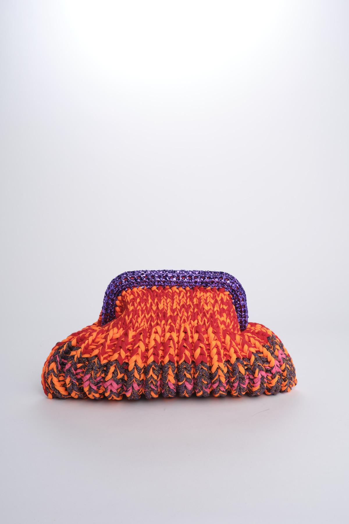 SIS cluctch bag uncinetto multicolor SIS ARANCIO VIOLA nadia dafri 