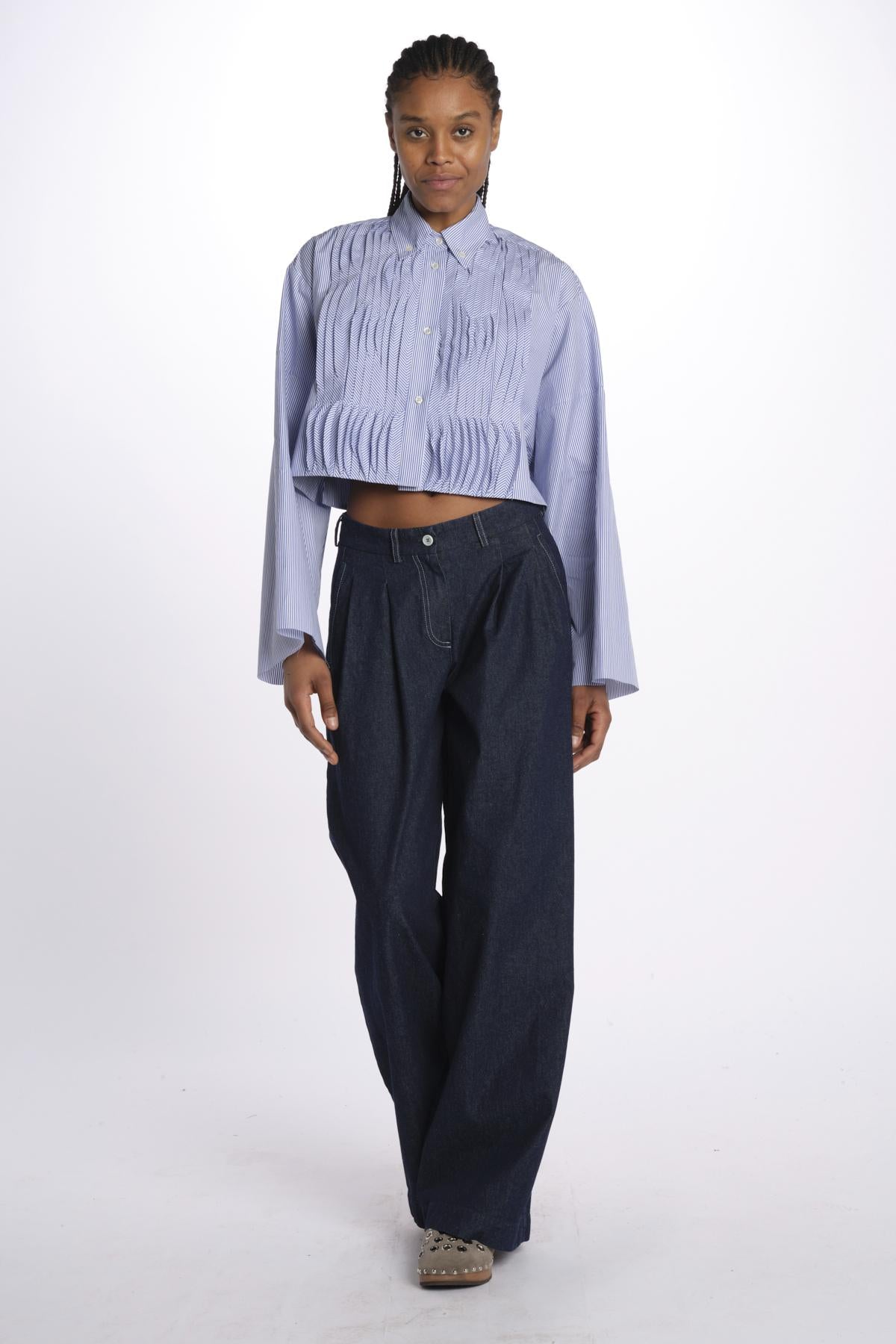 Pantaloni con pences KATHERINE PANT BLUEDENIM jejia 