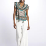 Top DEVI stampato con rouches 6499301 MULTI m.a.b.e. 
