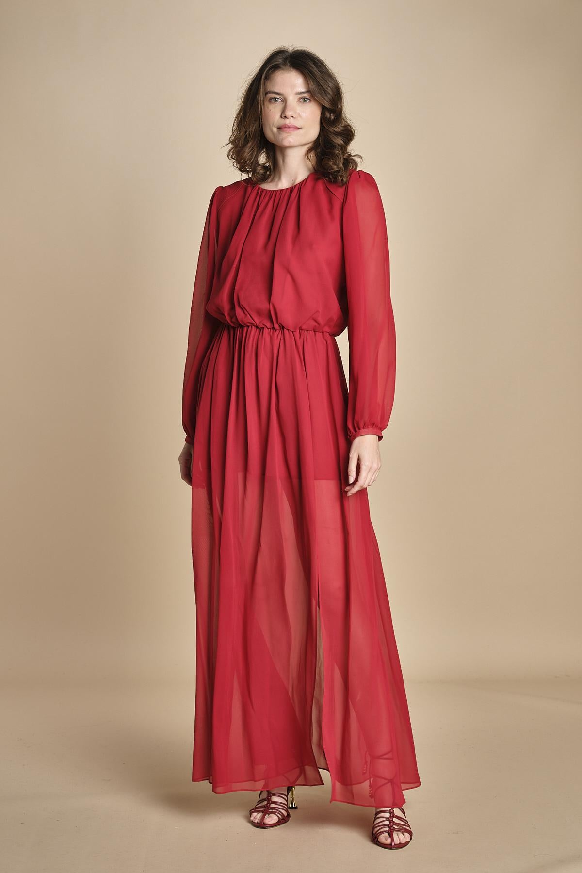 abito lungo in chiffon ATENE RED crida 