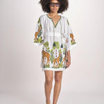 mini abito con giraffe BE25310 WHITE MULTI benaras soleil 