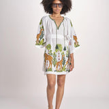 mini abito con giraffe BE25310 WHITE MULTI benaras soleil 