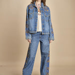 denim con borchie 3DETAIL STUDS PANT 40607 L0034 farm rio 