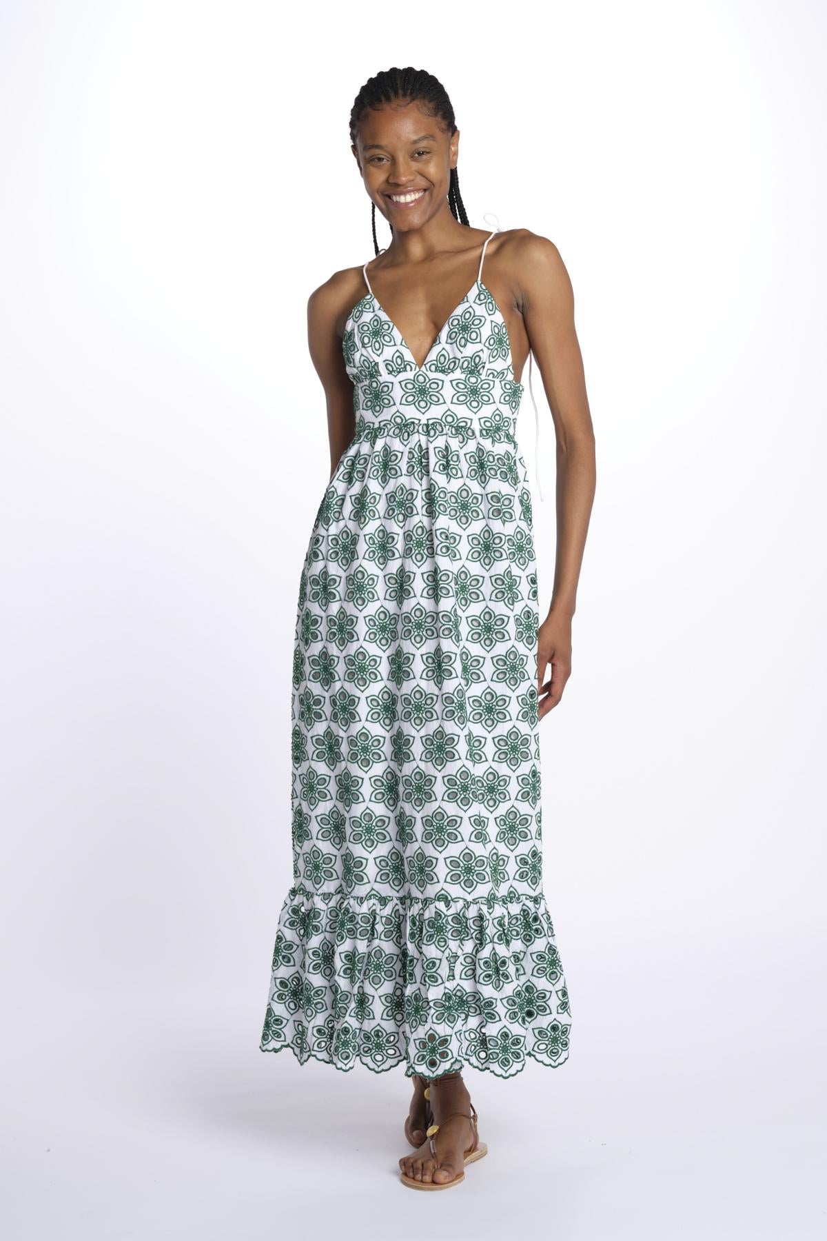 Abito LOUVE spallina ricamo fiori S25067 EYELETGREEN sundress 