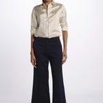 Pantalone MELODY D cropped cotone tinto capo MELODYD408801 80 quelledue 