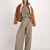 pantalone in cotone con pines PETRA PE99 OLIVA nine in the morning 