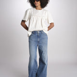 t-shirt in lino ricamata BACINO 2615941082600 001 ECRU weekend maxmara 