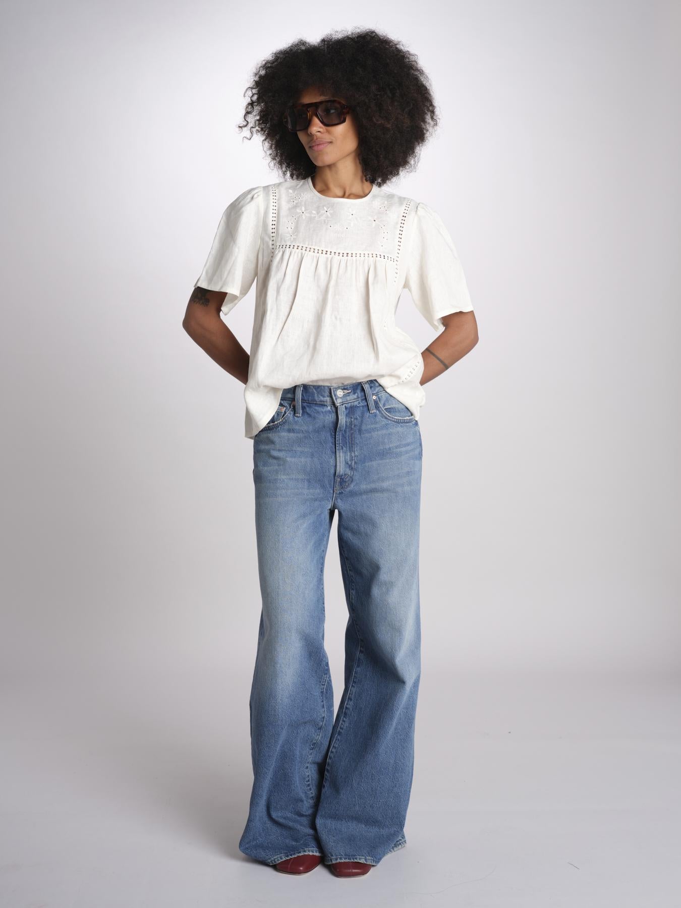t-shirt in lino ricamata BACINO 2615941082600 001 ECRU weekend maxmara 