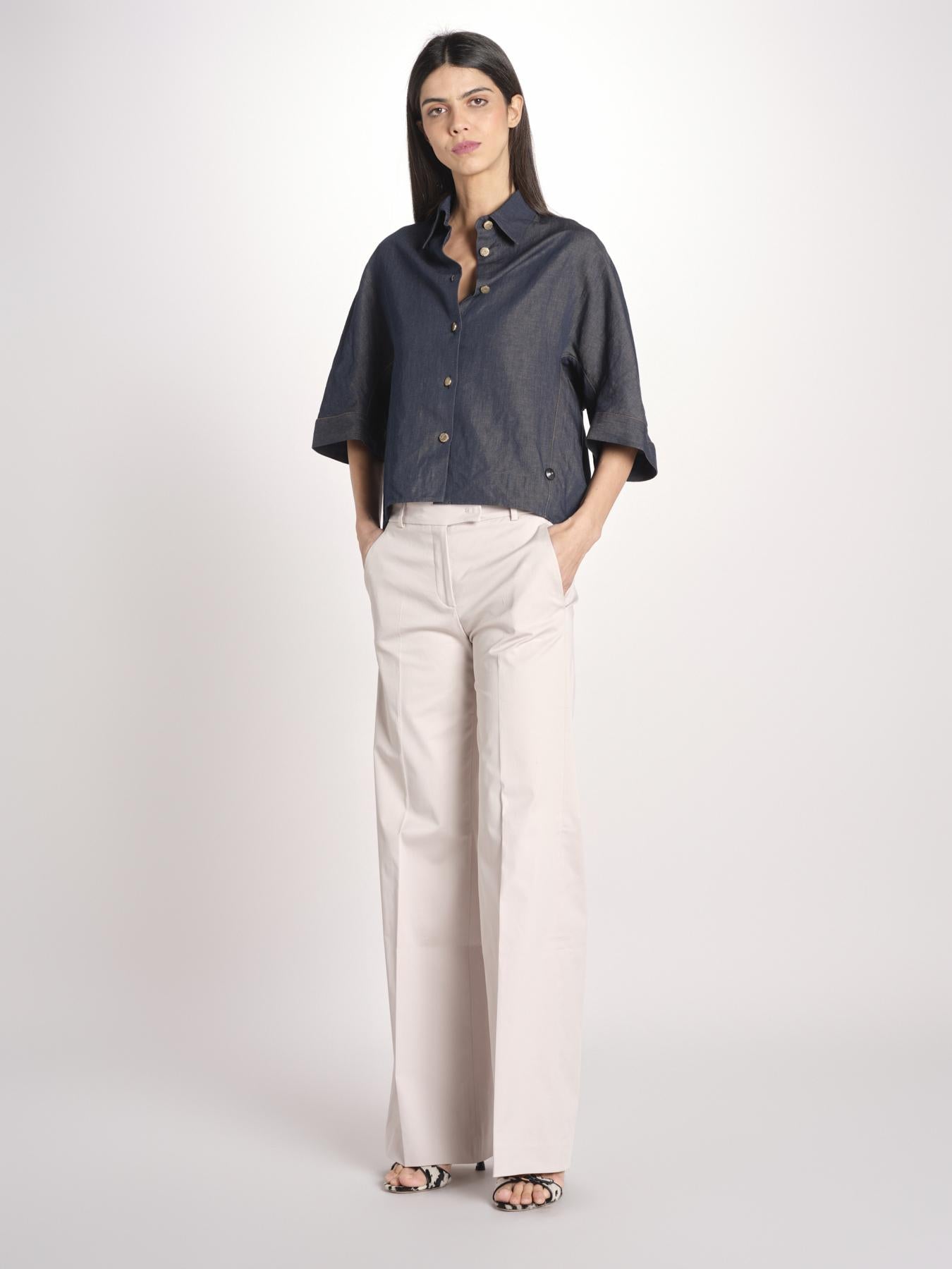 pantalone diritto in cotone MELODY L 684 54 85 PABBLE quelledue 