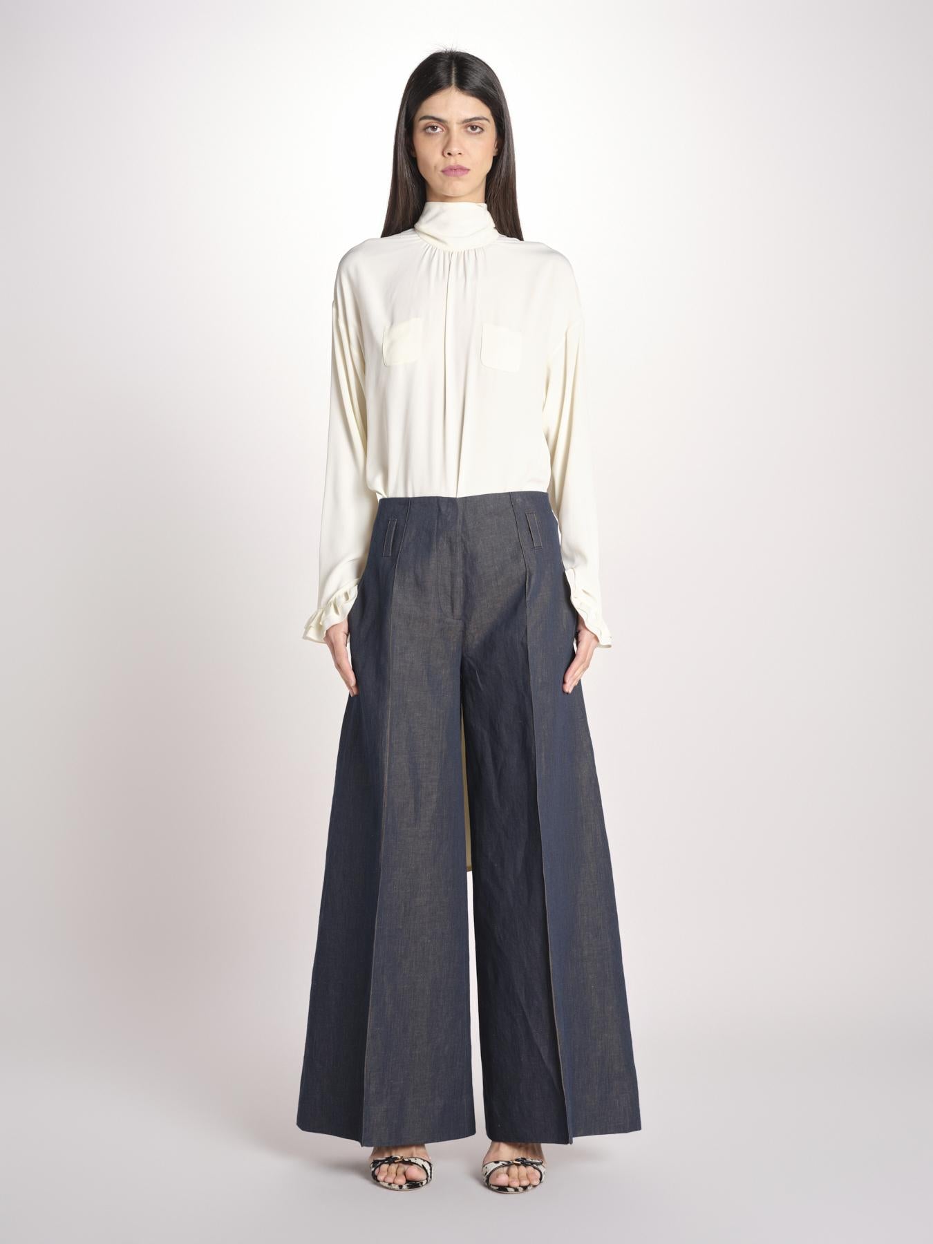 pantalone largo con nervature ORIANA 540 356 606 quelledue 