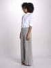 pantalone largo con nervature in lino