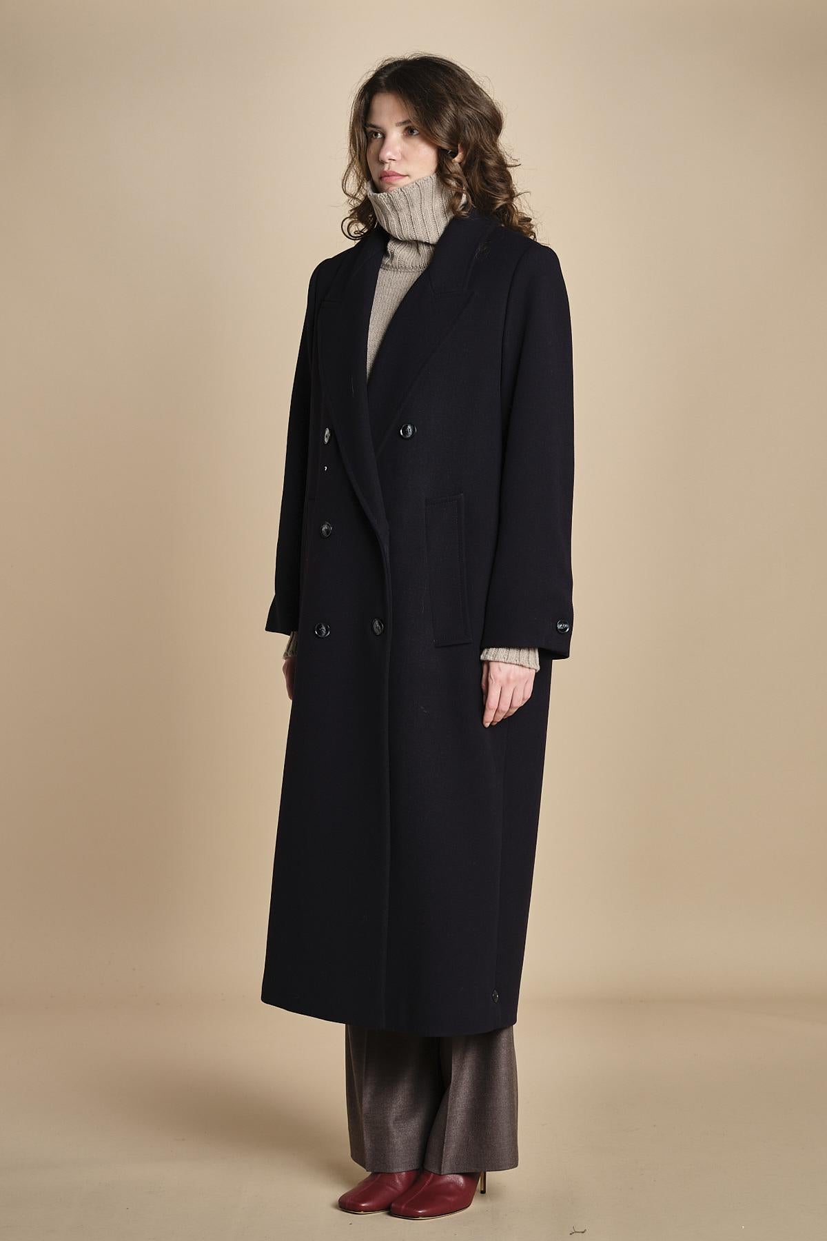 cappotto doppiopetto in panno CLEMENCE IO111135 BL900 ivy oak 