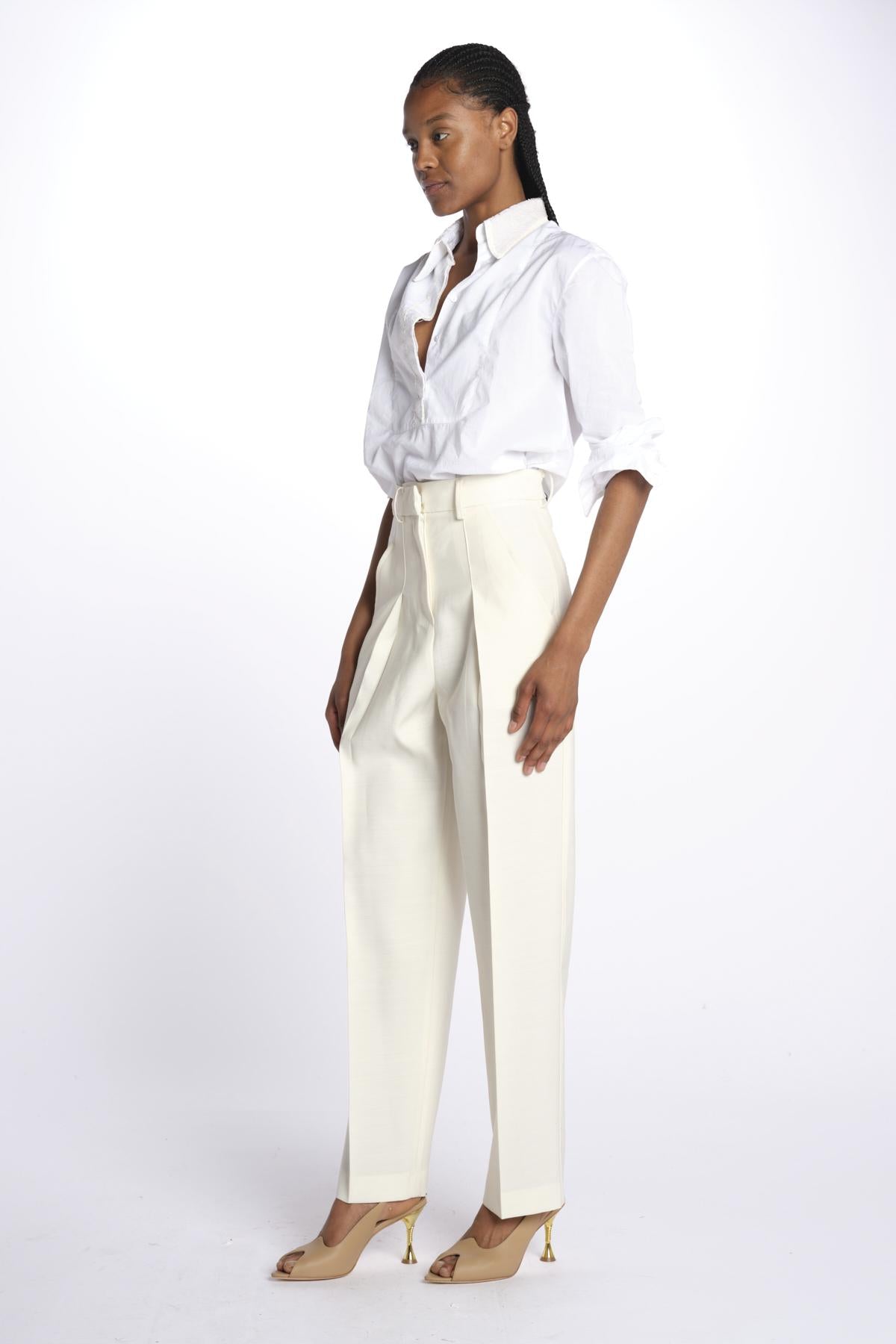 Pantaloni con pences 142706 IVORY lvir 