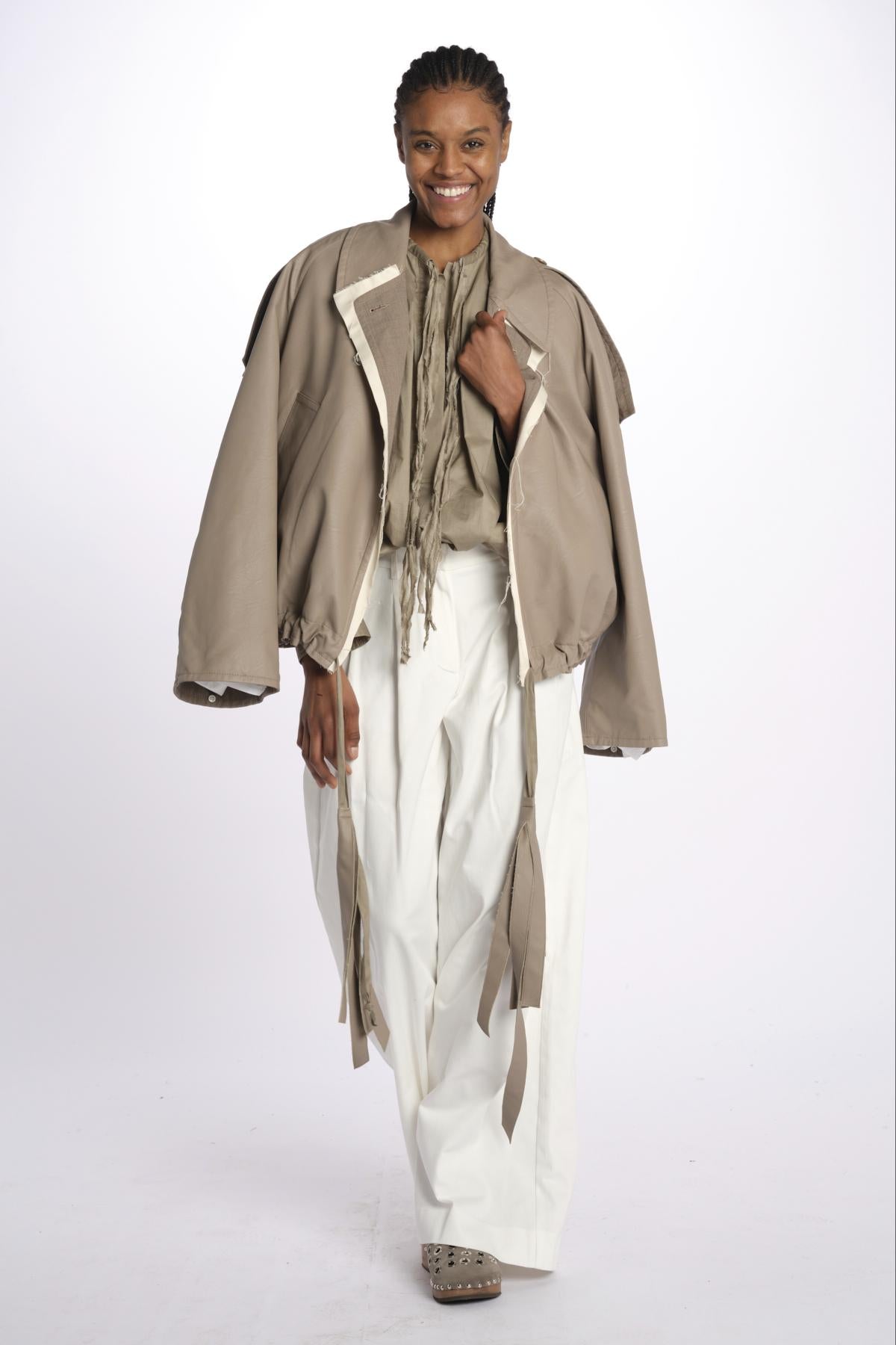 Pantaloni con pences KATHERINE PANT WHITE jejia 