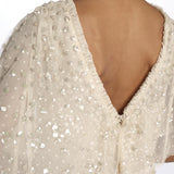 LEILA DOT VNECK abito m/c con paillettes LEILA DOT V-NECK CAPE ANKLE GOWN PARCHMENT needle & tread 
