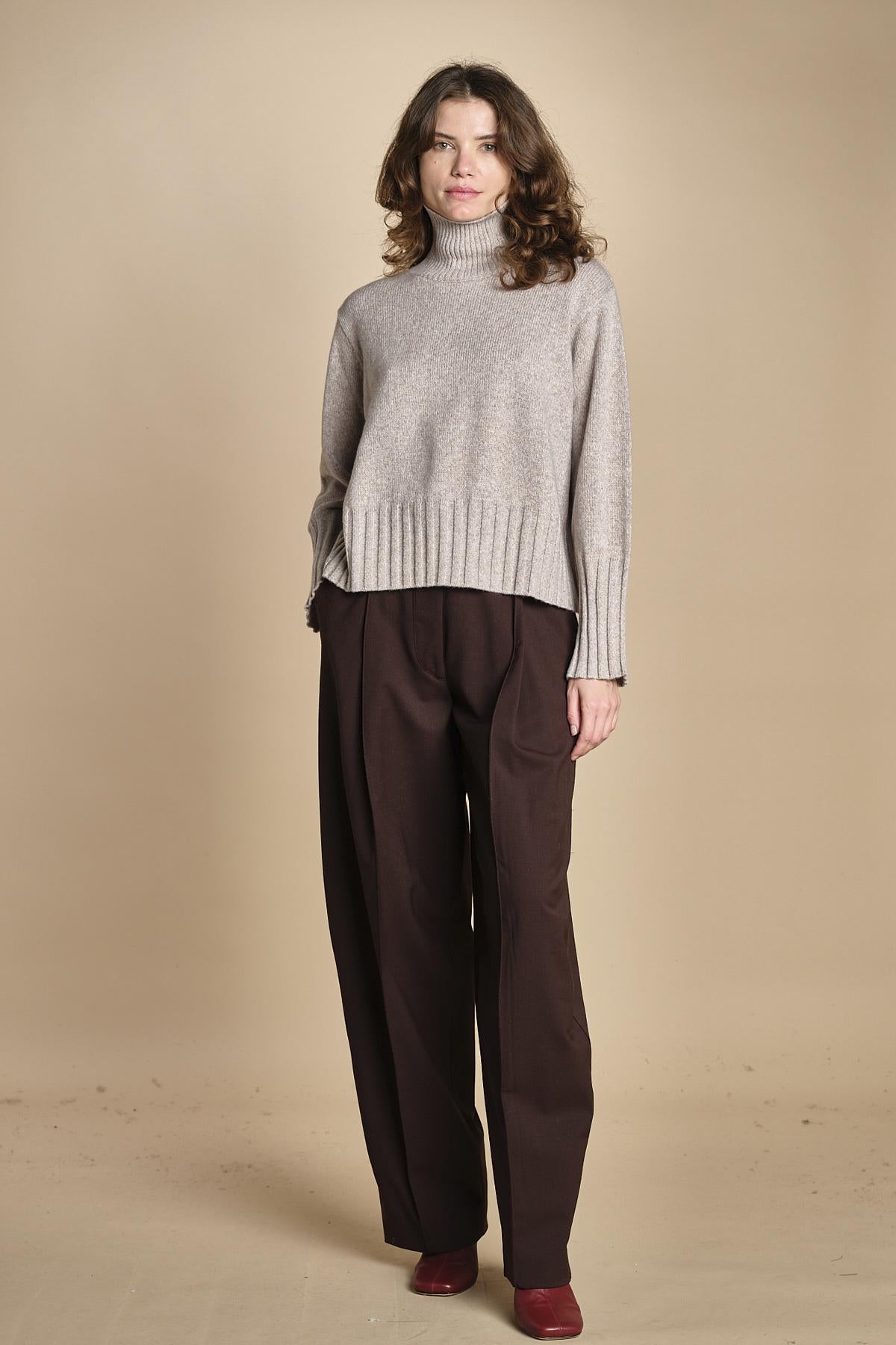 maglia dolcevita in moulinè MIL1 MOULINE 14020 BEIGE milaura 