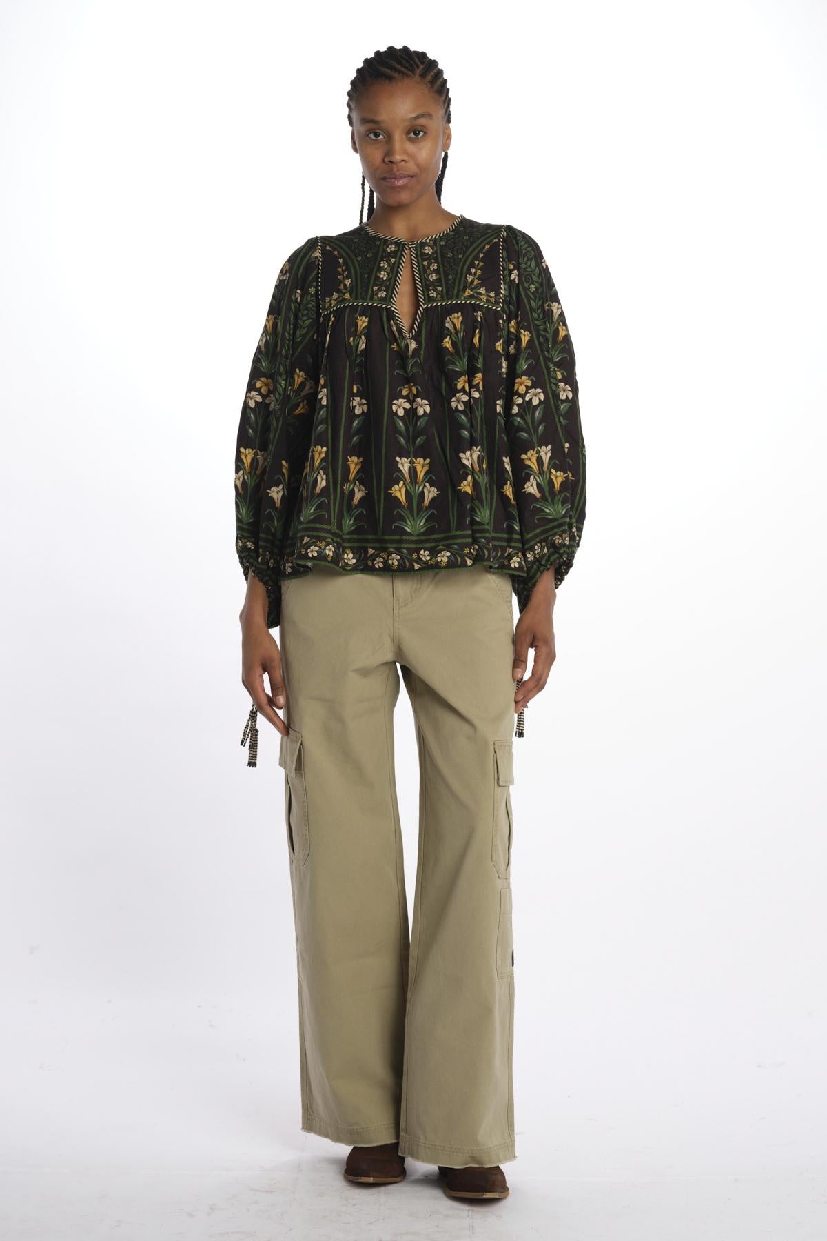 Camicia FLOWERS ARCH stampa fiori 337183 BLACK farm rio 