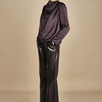 TULLAH camicia con drappeggio F25-142 039 CHOCOLATE oscar 