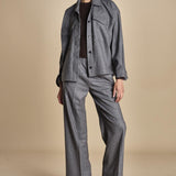 pantalone con elastico in punto milano PENSIL GREY true avenue 