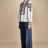 camicia con ricamo floreale TAMI BLOUSE CREAM antik batik 