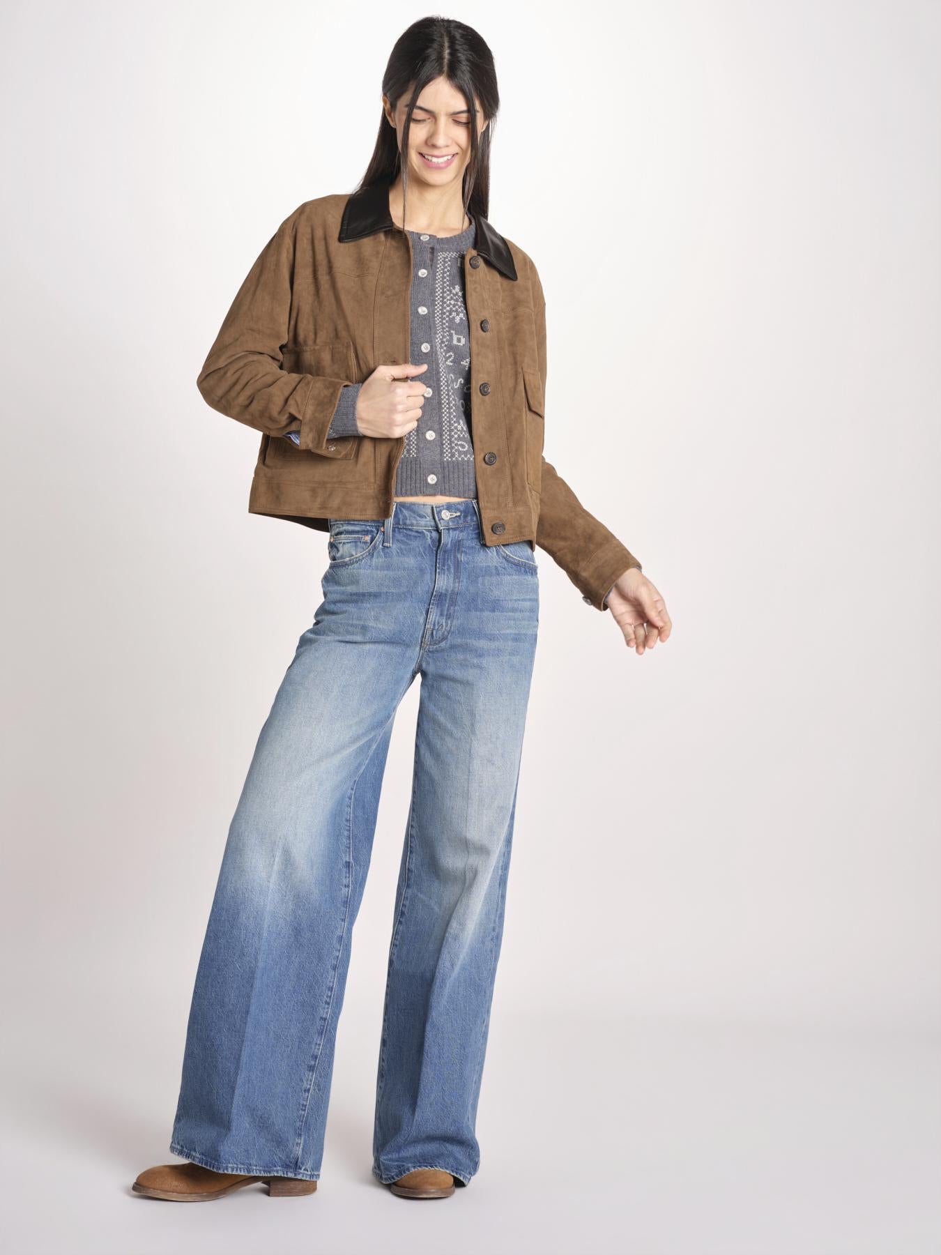 cardigan con ricamo punto croce 076 CHARCOAL sea ny 