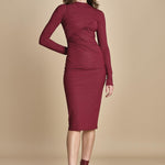 abito longuette con drappeggio FRANCIS BURGUNDY amazuìn 