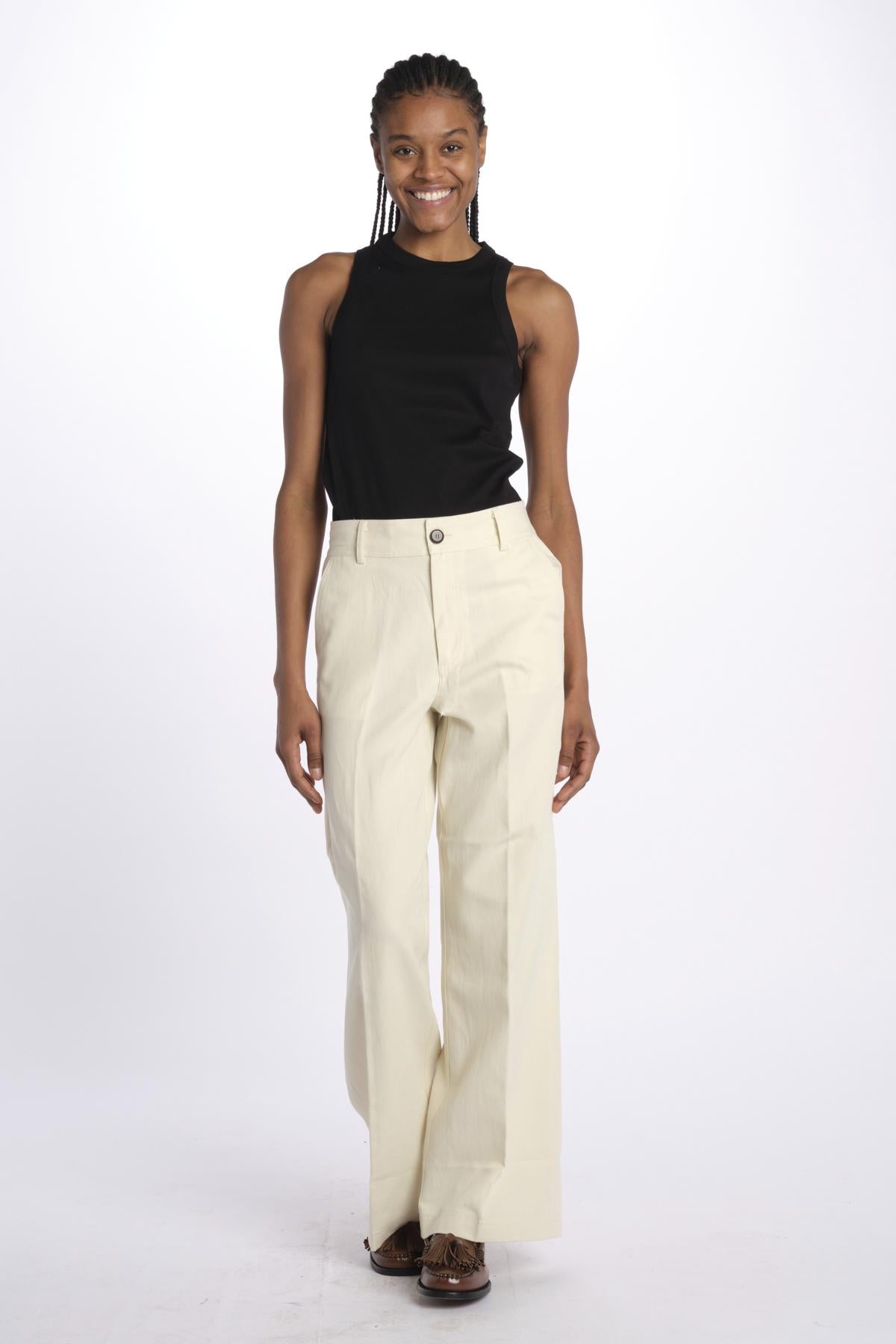 Pantalone dritto cotone lino 7179 21619 150 pomandère 