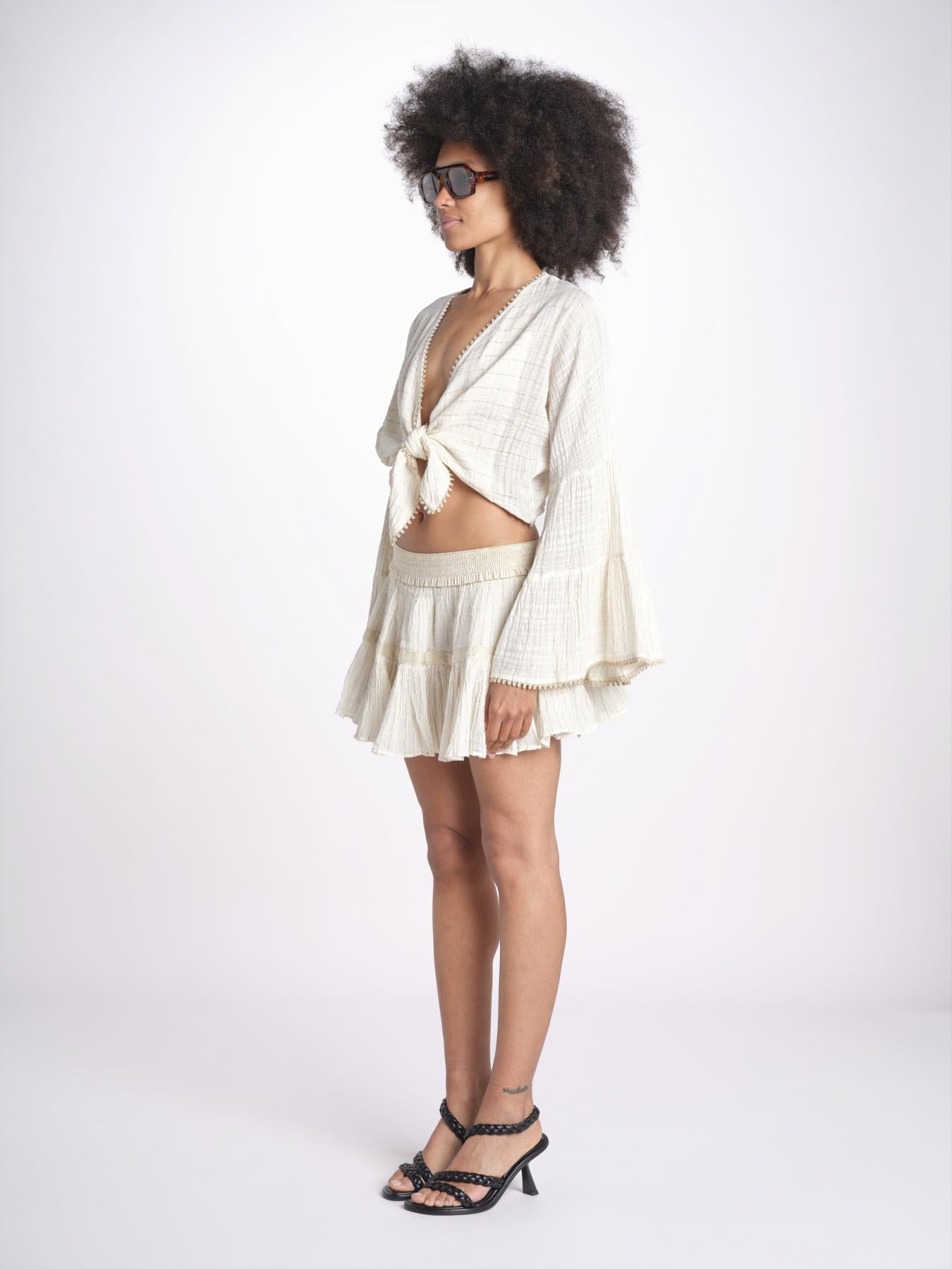 minigonna a balze in lurex gessato ROSE OFF WHITE christianzen 
