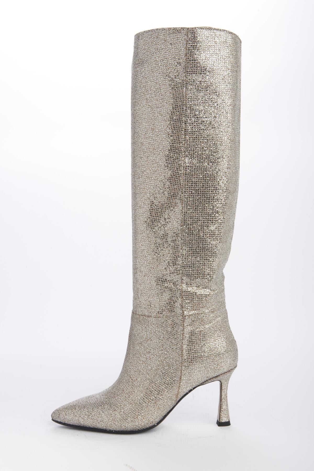 Stivale platino tacco 7,5 cm ST1580 PLATINO l'arianna 