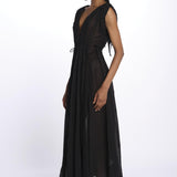 MIKONOS maxi abito con scollo senza maniche MIKONOS NOIR laraethnics 