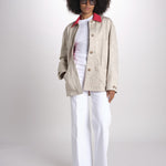 giacca sahariana con colletto in contrasto 16V525CO574 P150 BEIGE ines de la fressange 