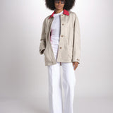 giacca sahariana con colletto in contrasto 16V525CO574 P150 BEIGE ines de la fressange 