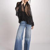 camicia over con pizzo DECCALA BLACK mes demoiselles 