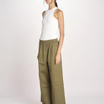 pantalone con elastico in popeline GOLFO 2615131102600 002 VERDE KAKI weekend maxmara 