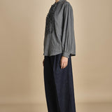 camicia voille lana con rouches MAGRITTE LIGHT GREY laurence bras 