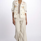 LORAINE giacca con fiori ricamati E25VE013 ECRU stella forest 