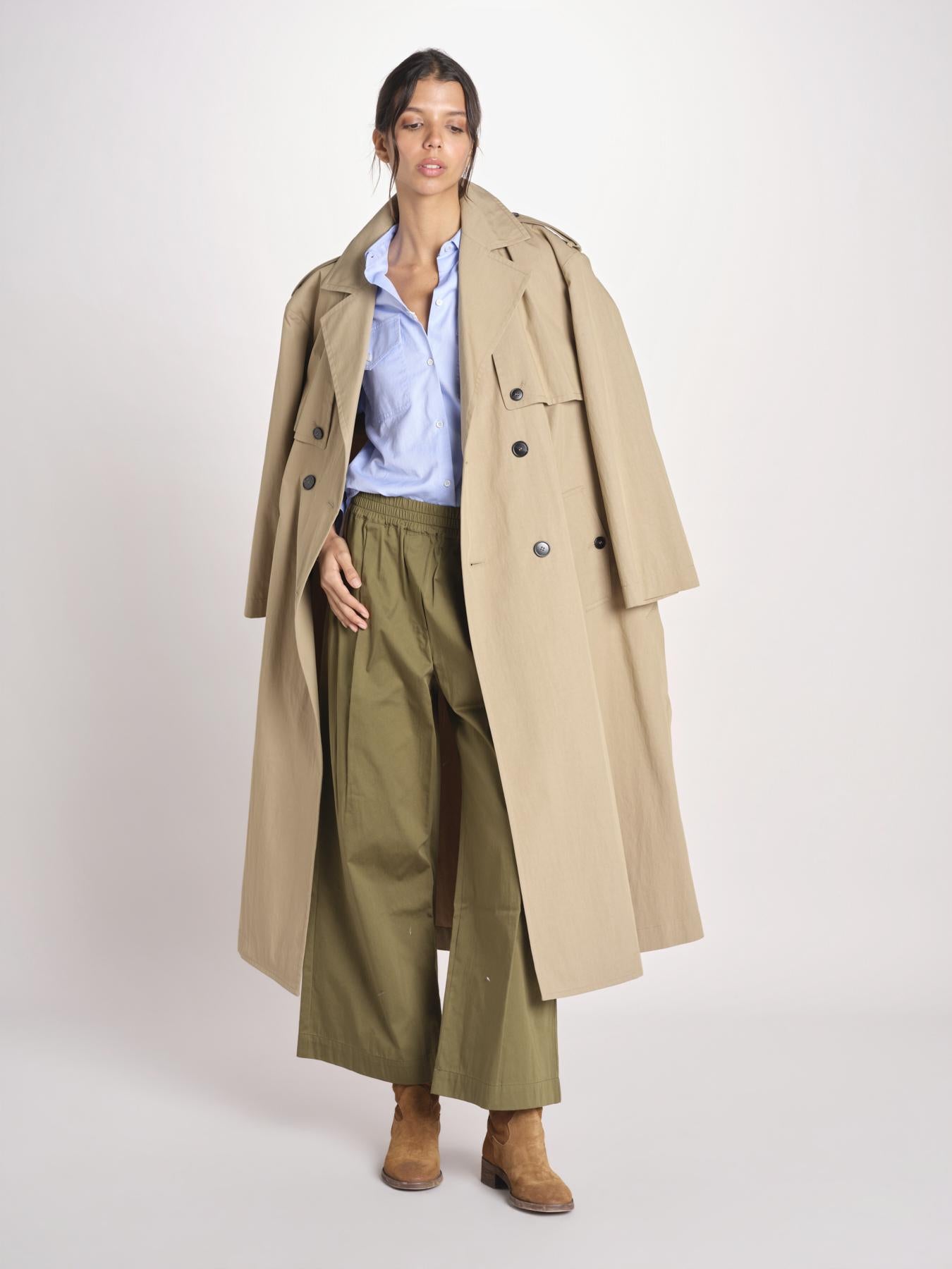 pantalone con elastico in popeline GOLFO 2615131102600 002 VERDE KAKI weekend maxmara 