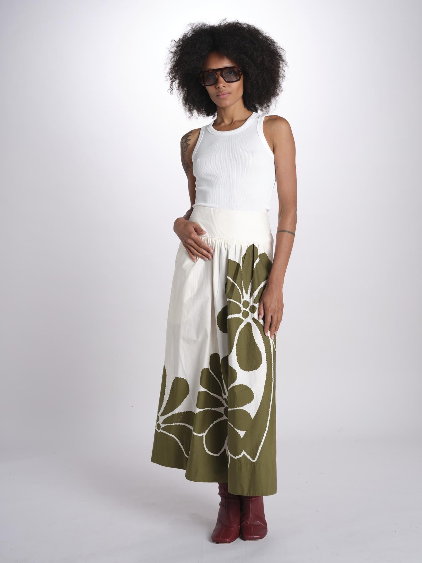gonna con stampa fiori 350513 PALERMO GREEN 26083 farm rio 