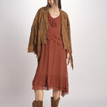 abito in chiffon con maniche over WILHELMINA RUGGINE malina 